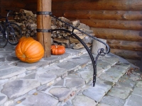 Log Home Entry Railing