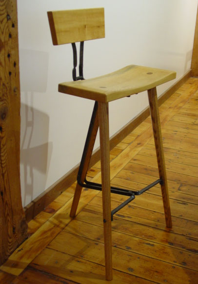 Wrought iron and wood bar stool collaboration