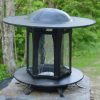 Hand forged wrought iron and glass post lantern - Rising Sun Forge