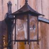 Wrought iron lantern with hand blown bulls-eye glass - Rising Sun Forge